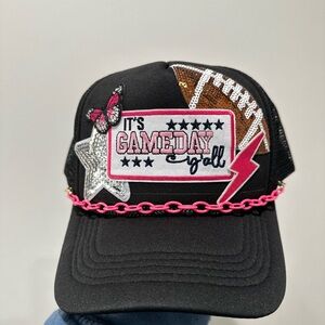 Black Gameday trucker hat with Pink Chain
